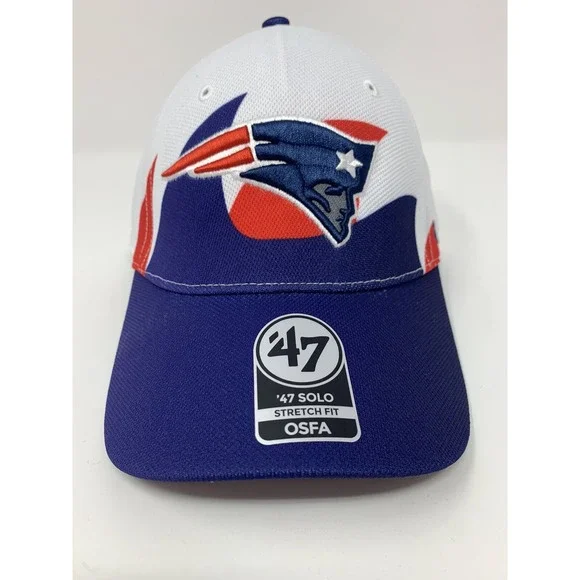 NWT - New England Patriots '47 Brand Solo Stretch Fit WAVE NFL Football Hat $35 - Picture 2 of 5